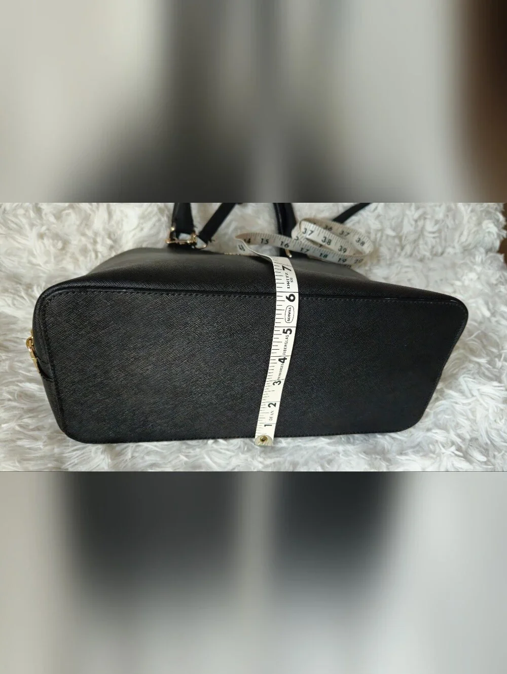 Karl Lagerfeld Black Saffiano Leather Dome Satchel Bag w/Crossbody Strap